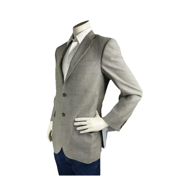 Burberry London ‘Bond Street‘ Blazer Men 38R Houndstooth Silk Wool Recent Jacket